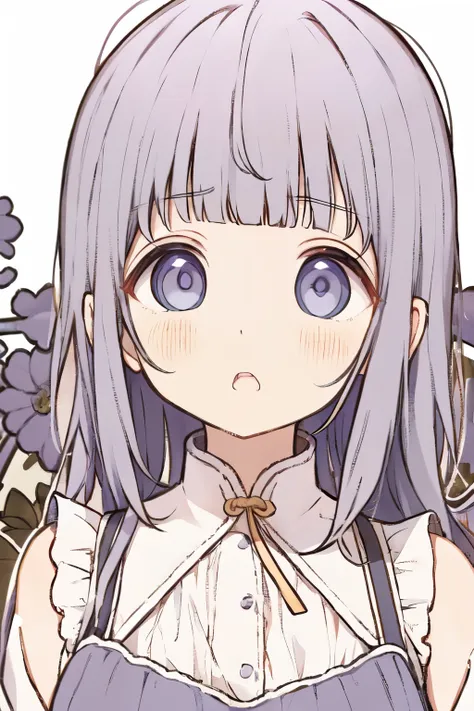 ((best quality)), ((masterpiece)), (detailed), perfect face, anime girl with purple hair around of garden of lavenders, an anime...