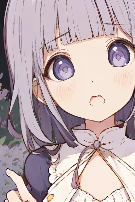 ((best quality)), ((masterpiece)), (detailed), perfect face, anime girl with purple hair around of garden of lavenders, an anime...