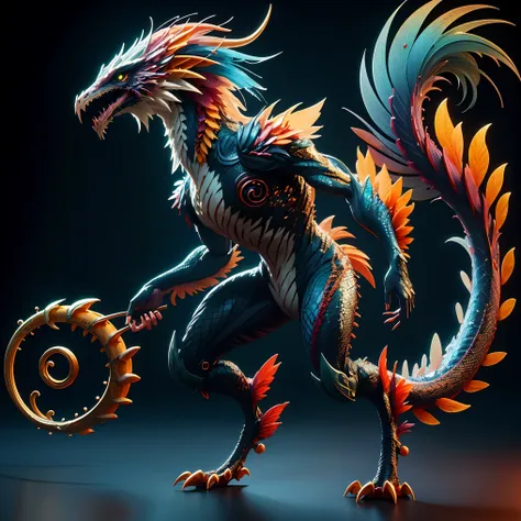 (masterpiece, best quality:1.2), realistic 3d models of fantasy creature paldragon, solo，fullbody shoot, ultra detailed eyes，flu...