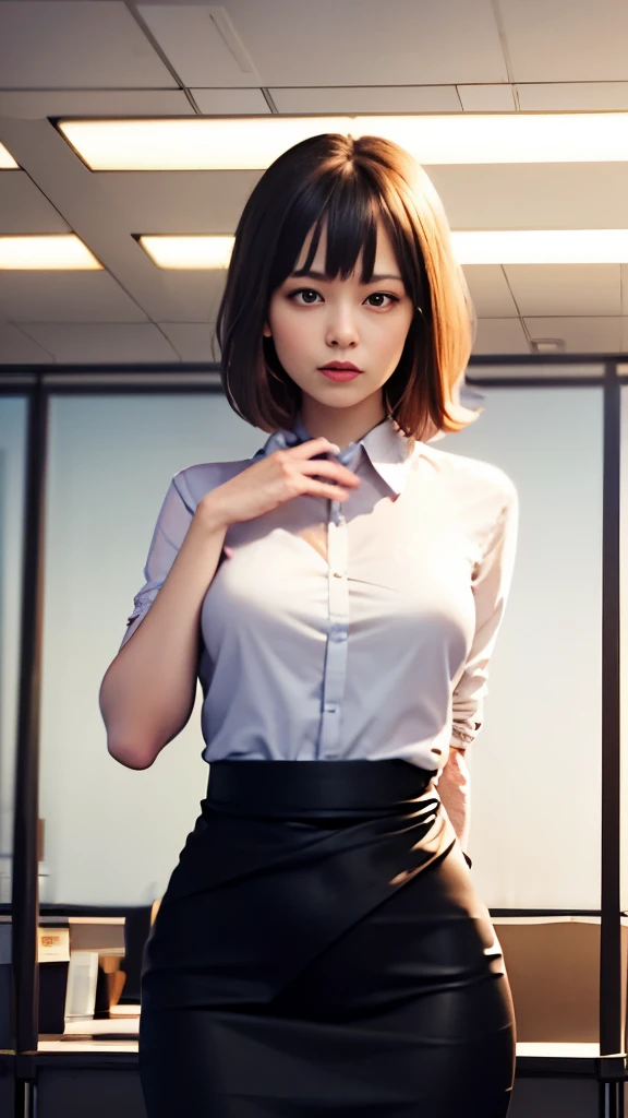 masterpiece, wonderful, (office: 1.8), ultra-high-definition cg rendering, are standing, 1 royal sister, anger, woman with short...