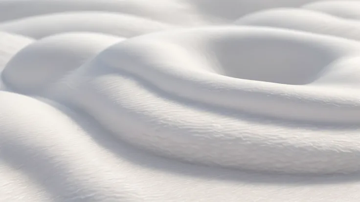 Close-up of a white surface with a large number of white circles, Soft scale texture, Soft 3D rendering, Rippled white landscape, Smooth surface rendering, an ambient occlusion render, Soft surface texture, ambient occlusion render, Smooth rendering, ambie...