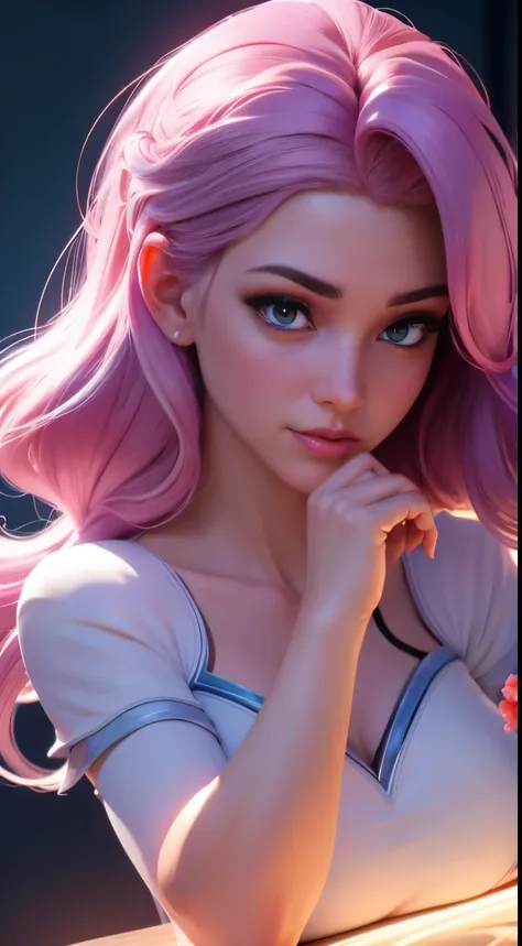 (elsa frozen-rose quartz su mezclando modelos .) (ultra fusión) highly detailed cg unity 8k wallpaper, style shot, complex, high...