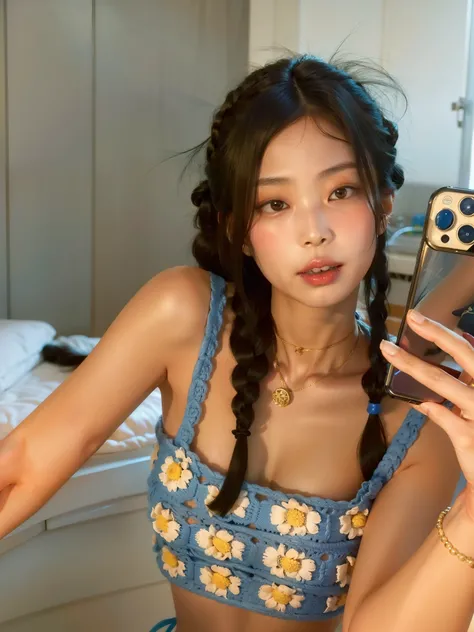 Arafa woman taking selfie in blue and yellow bikini, gema chen, Retrato de Sophie Mudd, selfie, braids hairstyle, Lulu Chen, tomorrow brother trans, Louise Zhang, a young Asian woman, two braids hairstyle, nodded, selfie de uma jovem, Bela Delfina, wenfei ...