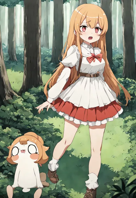 anime girl, poops in the forest