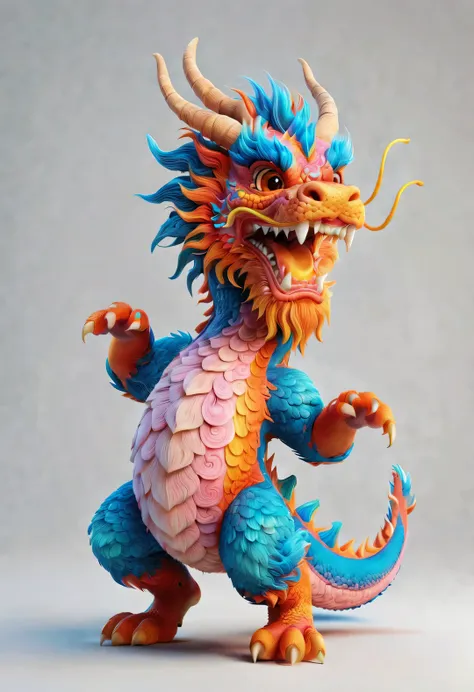 3d rendering, realistic fur, role conception,
(cute zodiac dragons，head held high，exaggerate, take big steps), dynamic action, o...