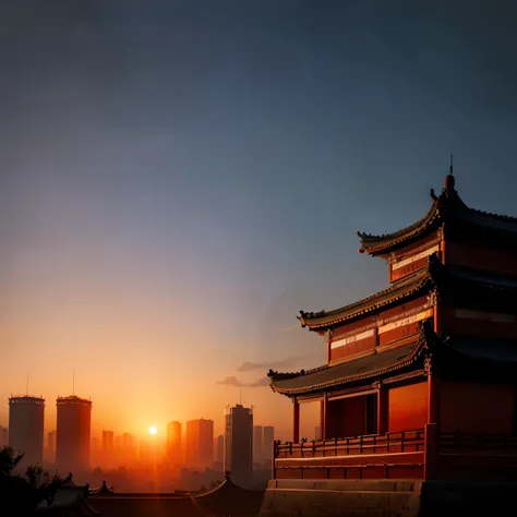 ancient city of Beijing，Sunset，Sunlight