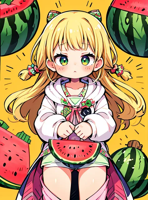 jitome, personificada pela melancia、bonitinho、watermelon pattern、watermelon cross section、bonitinho、psychedelic girls、obra-prima...