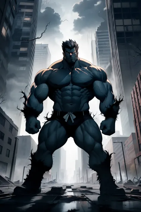 In the heart of a gritty urban landscape, a towering figure emerges. Wolverine, the mighty mutant, stands tall and imposing, his muscular physique bulging with raw power. His razor-sharp claws gleam menacingly in the dim light, casting long, ominous shadow...