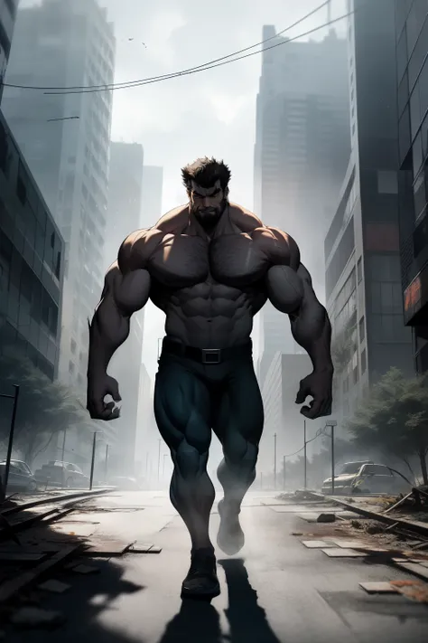 In the heart of a gritty urban landscape, a towering figure emerges. Wolverine, the mighty mutant, stands tall and imposing, his muscular physique bulging with raw power. His razor-sharp claws gleam menacingly in the dim light, casting long, ominous shadow...