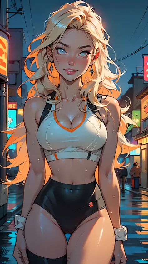 girl sporty,((attractive girl)),

(large breasts:1.4),saggy breasts,(((absurdly long unkept hair,blonde hair,very long hair,voluminous hair,Thick hair,Dense hair,long hair,colored inner hair))),((heterochromia:1.5, (orange_eye and blue_eye))),intricate eye...