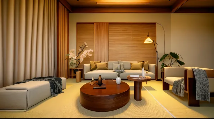 "(((masterpiece))), best quality, ultra-detailed, high resolution, classic Japanese villa, traditional Japanese architecture, tatami mats, shoji paper doors, zen garden, sakura trees, lanterns, sunset, with a touch of serenity and peace. #pt"