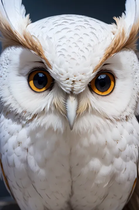 masterpiece, highest quality, 8K, 4K, White owl, ((Front view)), Pure White Owl, 1animal, straight, look forward, See here, whole body