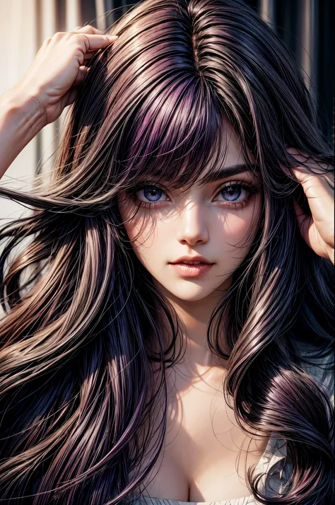 araffes with cabello purpura is getting her hair done, tinte de pelo, reflejos morados, Mechas moradas en el cabello, cabello violeta, reflejos ultravioleta, flowing cabello purpura, cabello purpura, long cabello violeta, pelo lavanda, Cabello largo morado...