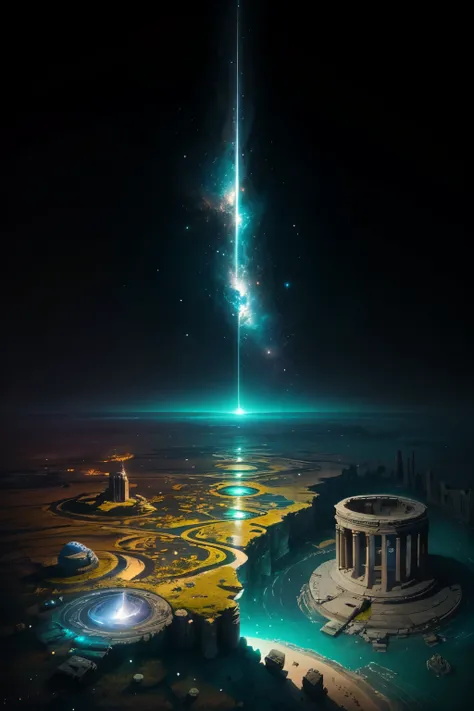 In the vast expanse of the cosmos, the Space-Time Traveler embarks on an unforgettable journey, explored through a magnetic, hyper-detailed work of art. Witness a breathtaking landscape unfold, where ancient civilizations intermingle with the decaying remn...