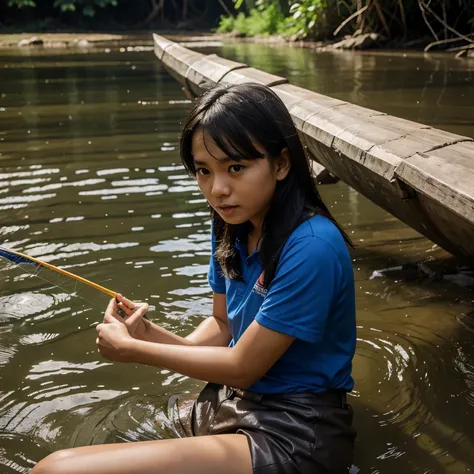 anak anak lagi mancing di sungai