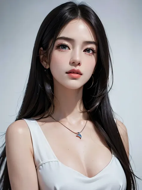 ((masterpiece、highest quality、genuine、Super detailed、High resolution、photogenuineistic、sharp focus、genuineistic photo、Live shooting、cinematic lighting))、Stunning portrait of a beautiful woman、bust shot、High-neck clothes、highly detailed face、expensive、long ...