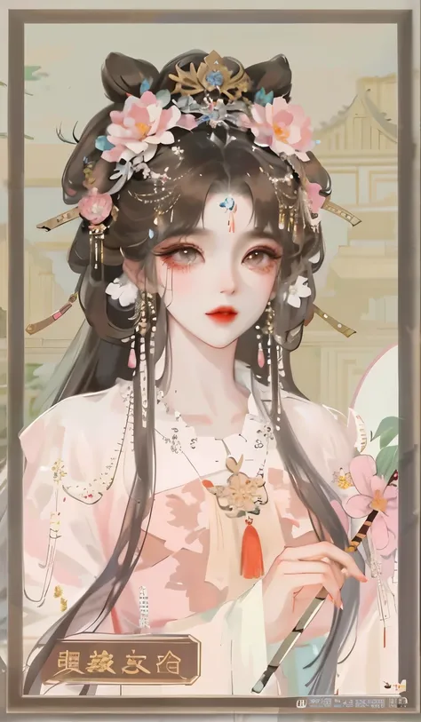 one wearing a flower headdress、close up of woman holding magic wand, ((beautiful fantasy queen)), beautiful fantasy queen, palac...