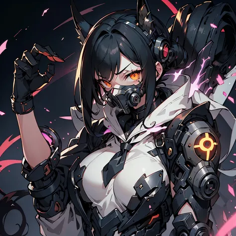 masterpiece、highest quality、high resolution、dark fantasy、brutal background、tailが生えた少女（high school student、Sailors uniform、cyborg）、{{{tailが生えている（From the waist、Mechanical、giant weapon、Animalな、Hook claws、ferocious look）}}}、Wearing a cyberpunk mask（Mechanical...