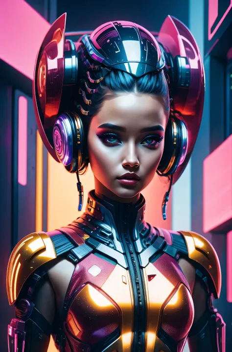 futuristic art girl, (best quality, high resolution, human development report), detailed facial features, intricate hairstyle, m...