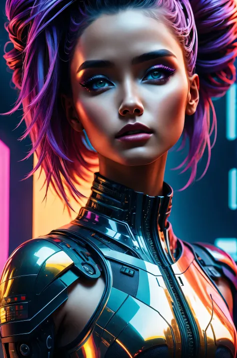 futuristic art girl, (best quality, high resolution, human development report), detailed facial features, intricate hairstyle, m...