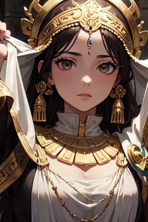 8k,hd,masterpiece,high quality,extremely detailed,((close up zoom)),close shot,fantasy settings,ancient civilization,1girl,egypt race,greek girl,teenager,middle eastern,olive skin color,dark hair,peasant,wearing white chiton dress,greek chiton cloth,plain ...