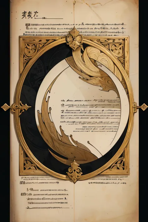 (Masterpiece: 1.2, Best Quality, 4k, 8K, high resolution)

A beautifully crafted image of a paper page from an ancient book. The page is filled with intricate, flowing calligraphy, written in black ink on an off-white parchment. The texture of the paper is...