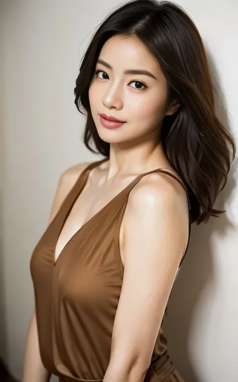 An arafi woman wearing a tan top and taking a photo, gorgeous young korean woman, beautiful south korean woman, beautiful young korean woman, gorgeous chinese model, Korean female actress, Yoshitomo Nara, elegant japanese woman, Yun Lin, cute korean actres...