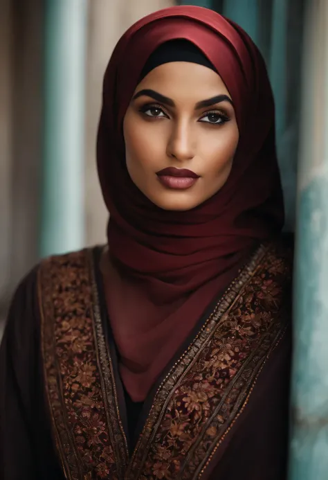 Femme en hijab. Porter des vêtements moulants de couleur noire. Des vêtements si serrés qu’ils sont comme une partie de la peau