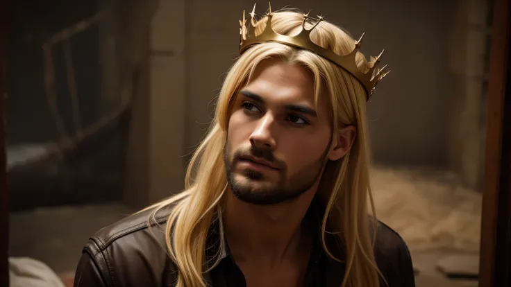  blonde of with a crown of thorns on his head, 