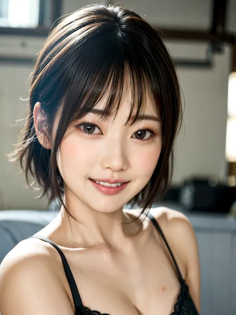 Japan girl in underwear at home、light blue bra、looking at the viewer、Change of clothes(highest quality、masterpiece)))、High resolution、very detailed、masterpiece、movie lighting、(8K、highest quality、masterpiece:1.2)、(realistic、Photoreal:1.37) high resolution、s...