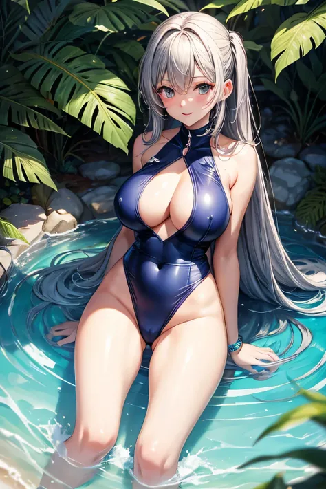 2d anime girl with 4th breast size in swimsuit