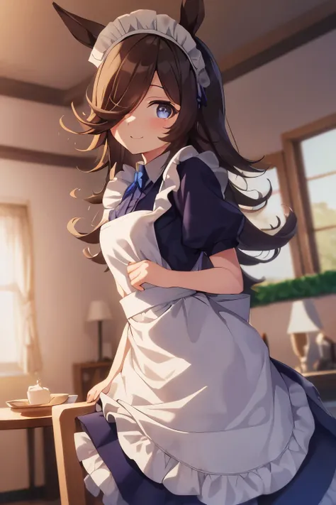 (table top.highest quality).(dynamic angle). (CG painting with very impressive details),(perfect image)、comic strip.shape.1 girl.detailed face、perfect face.delicate face、A girl wearing a delicate maid outfit、shiny skin、black hair.length、(Umamimi Girl)Umami...