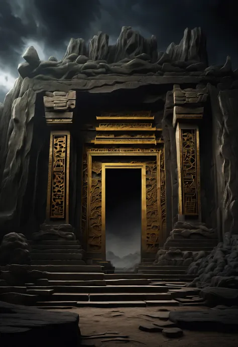 scenography，very unified cg scenes，（an ancient and mysterious door in the ruins connects different time and space），its appearanc...