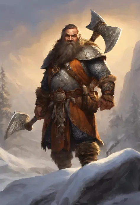 Imagine an Dwarf barbarian, medieval fantasy dwarf, forte, com cabelo cinza, um olhar louco, corpo inteiro, sozinho, fantasia, Medieval Dwarf RPG, Dwarf, imagem 4k, A high resolution, melhor qualidade, 16k, [Ultra Detalhado], masterpierce, melhor qualidade...