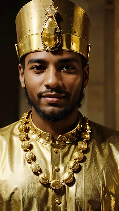 Rich man with golden jewels,ancient Israelite, wealthy, happy