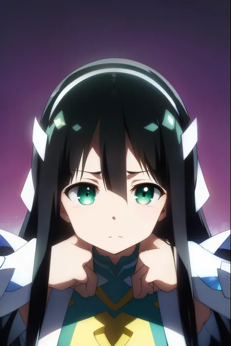 mimoritougou, mimori tougou, long hair, (black hair:1.5), (green eyes:1.5),
break (magical girl:1.5), (headgear:1.5), (hair orna...