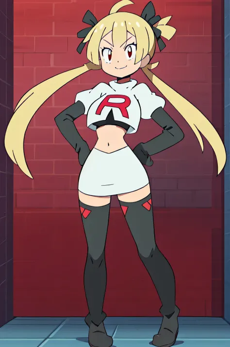 1girl in, (Solo:1.2), (Perfect body:1.1), (Best Quality:1.1), Cute Girl, Tsundere:1.1, (student clothes:1.4), (tiered layers skirt:1.2), very large breast, a blond, Long twintails, Black Ribbon Hair Fastening, Tsuriformes, sharp eye, Sanpaku eyes, (Seducti...