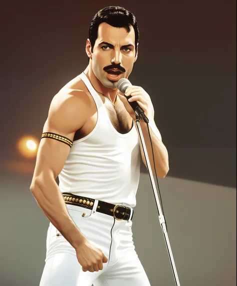 Freddie mercury, hyperrealistic, 4k, black shirt