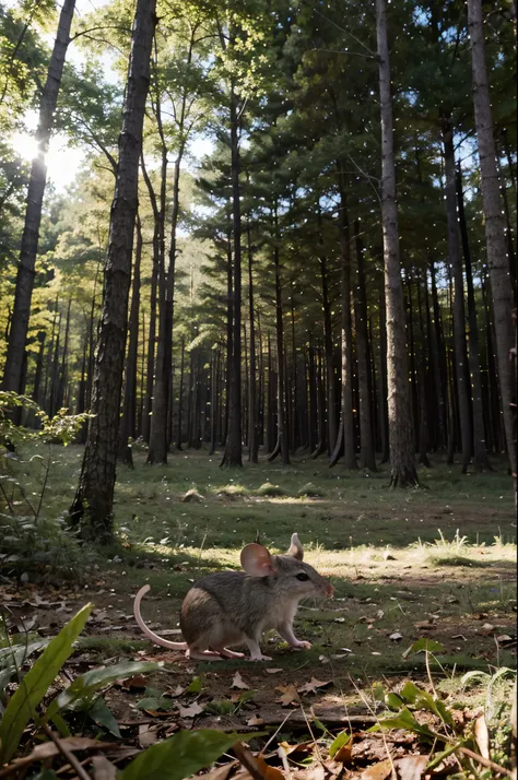 mouse in forest eat chees