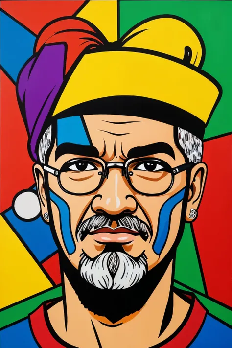 crie um quadro novo baseado nas obras do pintor romero brito
