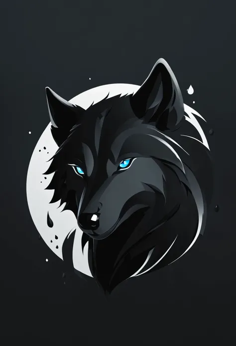 um lobo estilizado em um logotipo minimalista, clean and simple strokes, incorporando elementos de magia negra, like shadowy dro...