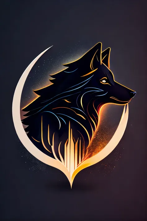 A stylized wolf in a minimalist logo, clean and simple strokes, incorporating elements of black magic such as shadowy drops that subtly intertwine in the figure of the wolf, Execution, vector digital illustration, --ar 1:1 --v 5