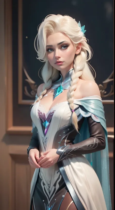 (elsa frozen-rose quartz SU mezclando modelos .) (ultra FUSIÓN) Highly detailed CG unity 8k wallpaper, style shot, complex, high detail, dramatic, highest quality movie still image, very detailed, masterpiece, best quality, character design, Elsa, Elsa fro...