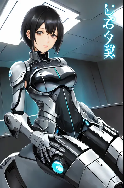 (estilo anime Loundraw:1.5)0.9], (Wit Studio soft studio lighting:1.4), uma garota com clareza, olhos azuis, wearing a robotic (technological) uniforme de estilo, num contexto de (CG 8k extremamente detalhado) , de um lugar amplo, of a cyberpunk electronic...