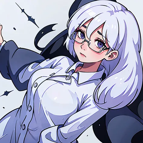 woman,white hair,Wear eyeglasses,pajamas