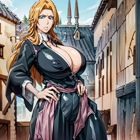 master piece, high quality,
perfect human structure, perfect hand structure, perfect finger structure,
1girl, solo,
perfect body, large breasts,
blond hair, long hair,
blue eyes, looking at viewer,
black kimono, breasts cleavage,
ring necklace
one hand on ...