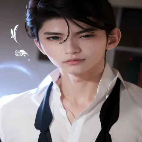 arafed image of a man in a white shirt and tie, delicate androgynous prince, beautiful androgynous prince, inspired by Bian Shoumin, inspired by Zhang Han, cai xukun, heise jinyao, anime handsome man, inspired by Xiao Yuncong, handsome guy in demon slayer ...