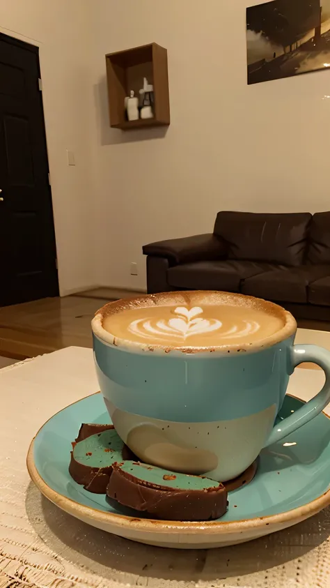 taza de cafe con un alfajor