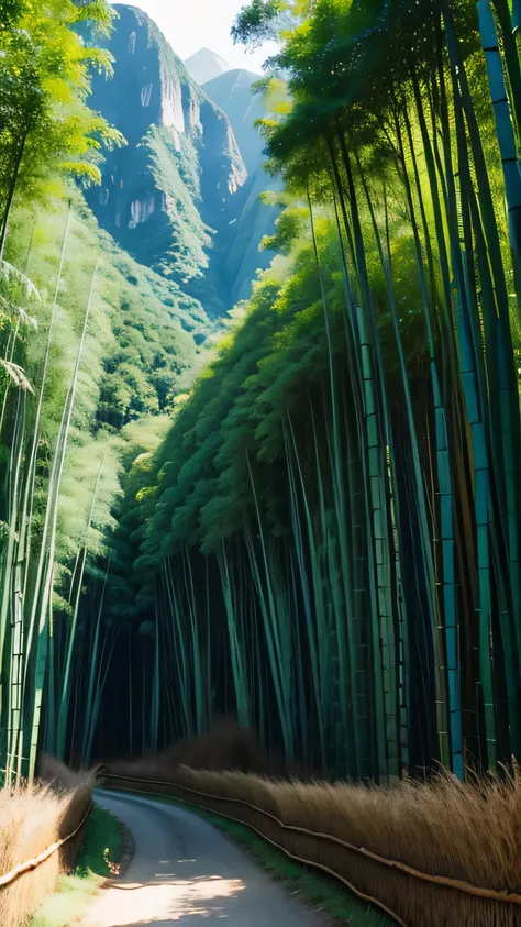 Bamboo forest and lush mountains々