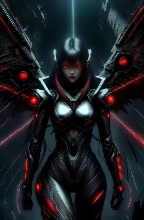 light and shadow cyber punk tone, in the nightmare dream, light and shadow cyber punk tone, create your best women angel, yes fa...